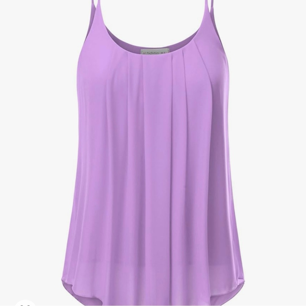 JJ Perfection Pleated Chiffon Layered Cami Tank Top Lilac Size M MADE IN USA!